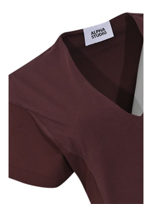 Abito midi New Shapes in cotone stretch con inserti in popeline Cioccolato Alpha studio | AD-6433O2009